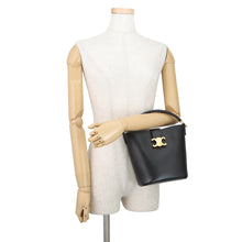 Load image into Gallery viewer, CELINE Triomphe Louise 2-Way Handbag Black119173FX9.38NO Calf Leather Size Small
