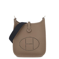 HERMES Evelyne Long Etoupe/Blue Indigo Taurillon Clemence Size TPM