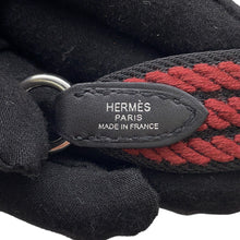 将图像加载到图库查看器中，HERMES Bandouliere Sangle Cordage Rouge H/Black Canvas Swift Leather Size 1"/43.3"

