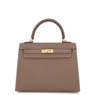 HERMES Kelly Sellier Etoupe Epsom Size 25