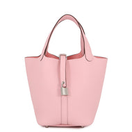 HERMES Picotin Lock Rose Sakura Taurillon Clemence Size PM