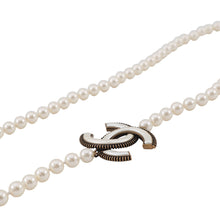 Load image into Gallery viewer, CHANEL CC Logo Long Necklace Faux Pearl Gold Plated
