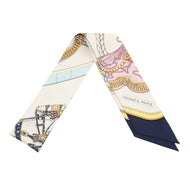 HERMES Twilly Gran Apara Ivoire/Marine/Pink Silk100%