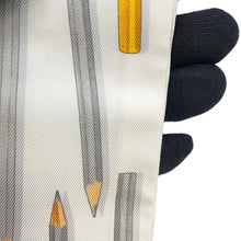 Load image into Gallery viewer, HERMES Twilly A Vos Crayons: Now, get out your colored pencils! / Carre Libre White/Gray/Blue Jean Silk100%
