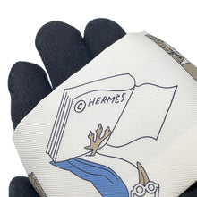 Load image into Gallery viewer, HERMES Twilly A Vos Crayons: Now, get out your colored pencils! / Carre Libre White/Gray/Blue Jean Silk100%
