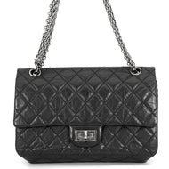 CHANEL 2.55 Double Flap Chain Shoulder Bag BlackA37586 Aged Calf Leather Size 24
