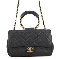 CHANEL Matelasse Top Handle ChainShoulder Bag BlackAS1358 Lambskin