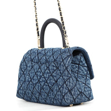 Load image into Gallery viewer, CHANEL Matelasse Coco Handle Top Handle Denim Flap Bag BlueA92990 B23338 U7740 Washed denim, cotton, calf leather Size XS
