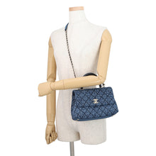 Load image into Gallery viewer, CHANEL Matelasse Coco Handle Top Handle Denim Flap Bag BlueA92990 B23338 U7740 Washed denim, cotton, calf leather Size XS

