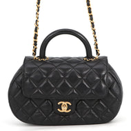 CHANEL Matelasse Top Handle 2-Way Bag BlackAS4569 Lambskin