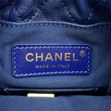 Load image into Gallery viewer, CHANEL Drawstring Shoulder Bag Navy Leather Velvet
