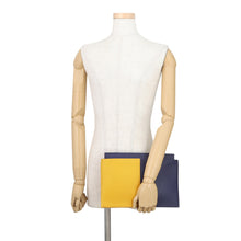 Load image into Gallery viewer, HERMES Necto Clutch Bag Jaune Ambre/Blue Encre/Black Evercolor Box Calf Leather
