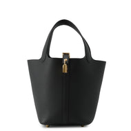 HERMES Picotin Lock Black Taurillon Clemence Size PM