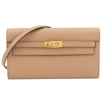 将图像加载到图库查看器中，HERMES Kelly Wallet Long Togo Verso Chai/Mauve Sylvestre Epsom

