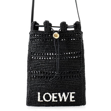 Load image into Gallery viewer, LOEWE Drawstring pocket BlackC756PHPX05 1100 Raffia
