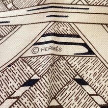 Load image into Gallery viewer, HERMES Carre Jean Horse Bit/Bandana Size 140 White/Blue Marine/Ebene Cashmere70% Silk30%
