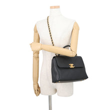 Load image into Gallery viewer, CHANEL Top handle flap Bag BlackAS5467 Calf Leather Size Large
