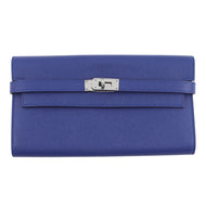 HERMES Kelly wallet long Blue Electric Epsom