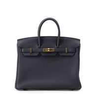 HERMES Birkin Blue Nuit Togo Leather Size 25