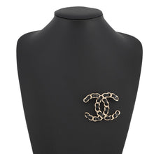 Load image into Gallery viewer, CHANEL CC Logo Brooch Black Gold Plated Leather
