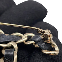 Load image into Gallery viewer, CHANEL CC Logo Brooch Black Gold Plated Leather
