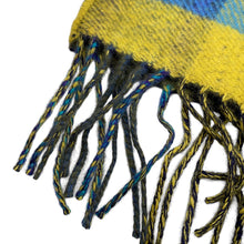 Load image into Gallery viewer, HERMES Scarf, horseshoe pattern, tartan check. Yellow/Navy/Green Cashmere 100%
