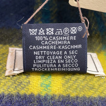 Load image into Gallery viewer, HERMES Scarf, horseshoe pattern, tartan check. Yellow/Navy/Green Cashmere 100%
