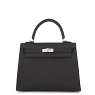 HERMES Kelly Sellier Black Epsom Size 25