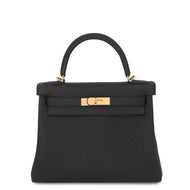 HERMES Kelly Retourne sewing Black Togo Leather Size 28