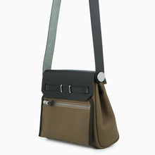 Load image into Gallery viewer, HERMES Herbag zip Vert Olive/Khaki Toile Military Vache Hunter Leather Size Mini
