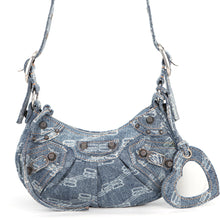 Load image into Gallery viewer, BALENCIAGA Le Cagoule Shoulder Bag Blue671309 Cotton Size XS
