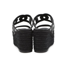 Load image into Gallery viewer, HERMES Itea Espadrilles Sandals Black Leather rope Size 36
