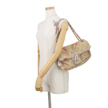 Load image into Gallery viewer, CHANEL Matelasse Double Chain Shoulder Bag Beige/Multicolor Raffia Size 30
