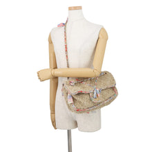Load image into Gallery viewer, CHANEL Matelasse Double Chain Shoulder Bag Beige/Multicolor Raffia Size 30
