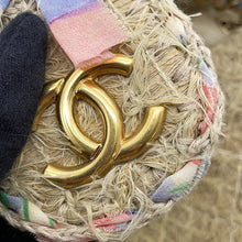 Load image into Gallery viewer, CHANEL Matelasse Double Chain Shoulder Bag Beige/Multicolor Raffia Size 30
