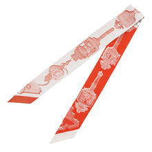 将图像加载到图库查看器中，HERMES Twilly Merveilleuse Lantern Gris Perle / Red / White 100% Silk
