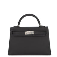 HERMES Mini Kelly 2 SPO (Outside) Black/Purple (stitching) Epsom