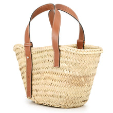 Load image into Gallery viewer, LOEWE Basket bag Natural/Brown327.02.S93 Raffia Leather Size Small
