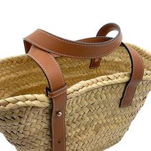 Load image into Gallery viewer, LOEWE Basket bag Natural/Brown327.02.S93 Raffia Leather Size Small
