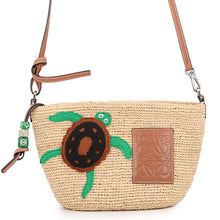 Load image into Gallery viewer, LOEWE Basket bag Turtle Raffia Pochette Beige/Multicolor Raffia
