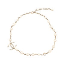 Load image into Gallery viewer, CHANEL CC Logo Faux Pearl Necklace Gold Plated Faux Pearl Rhinestone
