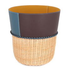 Load image into Gallery viewer, HERMES Chromatic Storage Basket Blue Thalassa Swift Leather willow wood
