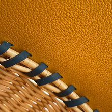 Load image into Gallery viewer, HERMES Chromatic Storage Basket Blue Thalassa Swift Leather willow wood
