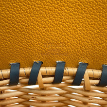 Load image into Gallery viewer, HERMES Chromatic Storage Basket Blue Thalassa Swift Leather willow wood
