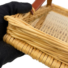 Load image into Gallery viewer, HERMES Rectangular Tray Ozre Color Terre Batchu Swift Leather Willow Wood Glass Size PM
