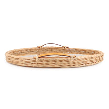 Load image into Gallery viewer, HERMES Round Tray Ozre Color Jaune Doll Willow wood Swift Leather Glass Size MM
