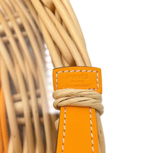 Load image into Gallery viewer, HERMES Round Tray Ozre Color Jaune Doll Willow wood Swift Leather Glass Size MM
