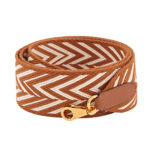 将图像加载到图库查看器中，HERMES Bandouliere Sangle Zig Zag Shoulder Strap Ecru/Gold Canvas Swift Leather
