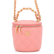 CHANEL Matelasse Vanity Chain Shoulder Pink Lambskin