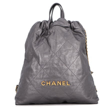 Load image into Gallery viewer, CHANEL CHANEL22 Backpack GrayAS3313 Shiny Calf Leather Size Large
